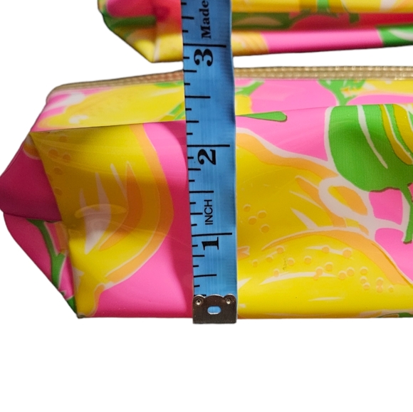Lilly Pulitzer Estee Lauder PVC Pink Lemons Makeup Bag Lot Of 2 Clean 9.5x5x2 - Picture 12 of 12